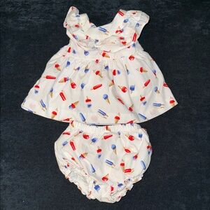 Janie and Jack White Ice Cream Print Diaper Cover Set